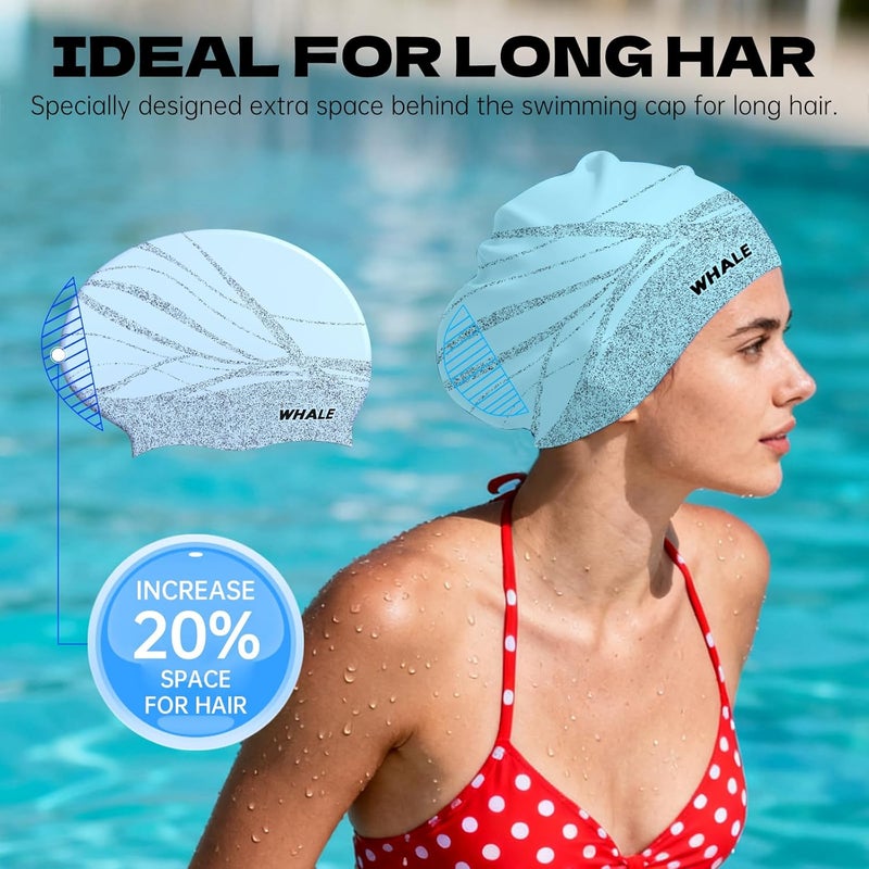 Whale Extra Large Swim Cap Designed for Men and Women with Thick, Long Hair, Hair Extensions Or Afro-Textured Hair Long-Hair Swim Cap Highly Waterproof to Keep Hair Dry - Image 3